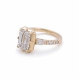 14K Yellow Gold Emerald Rings with 3.00Tw Emerald Lab Diamonds and 0.50Tw Pear and Round Lab Grown Diamonds - Miral Jewelry