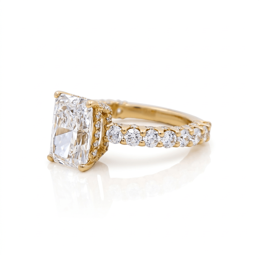 14K Yellow Gold Emerald-Cut Lab-Grown Diamond Engagement Ring 3.05 ct – view 2