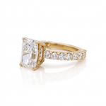 14K Yellow Gold Emerald Rings with 3.05Tw Emerald Lab Diamonds and 1.64Tw Round Lab Diamonds - Miral Jewelry