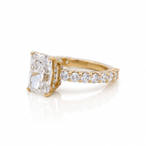 14K Yellow Gold Emerald Rings with 3.05Tw Emerald Lab Diamonds and 1.64Tw Round Lab Diamonds - Miral Jewelry