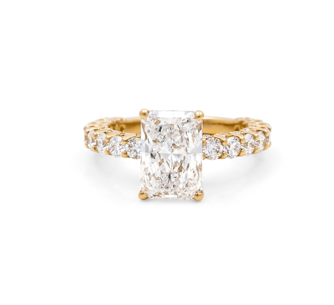 14K Yellow Gold Emerald-Cut Lab-Grown Diamond Engagement Ring 3.05 ct