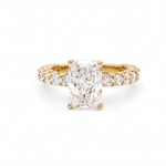 14K Yellow Gold Emerald Rings with 3.05Tw Emerald Lab Diamonds and 1.64Tw Round Lab Diamonds - Miral Jewelry