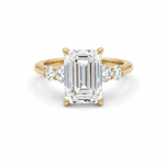 14K Yellow Gold Emerald Rings with 4.05Tw Emerald Lab Diamonds and 0.60Tw Round Lab Diamonds - Miral Jewelry