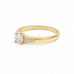 14K Yellow Gold CZ Solitaire Ring with Accent Band – view 2