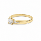 14K Yellow Gold CZ Solitaire Ring with Accent Band – view 2