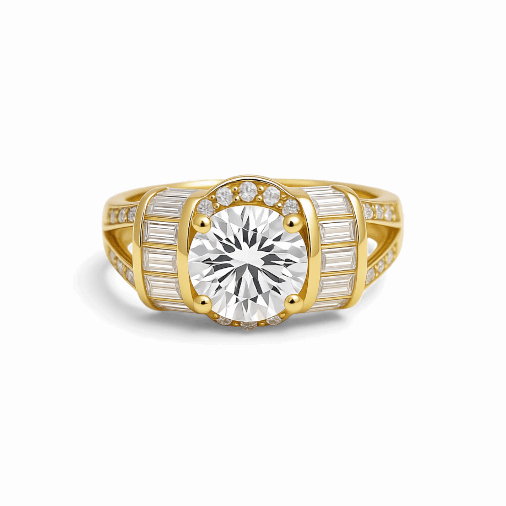 14K Yellow Gold Engagement with Cz Fashion Women's Ring - Miral Jewelry
