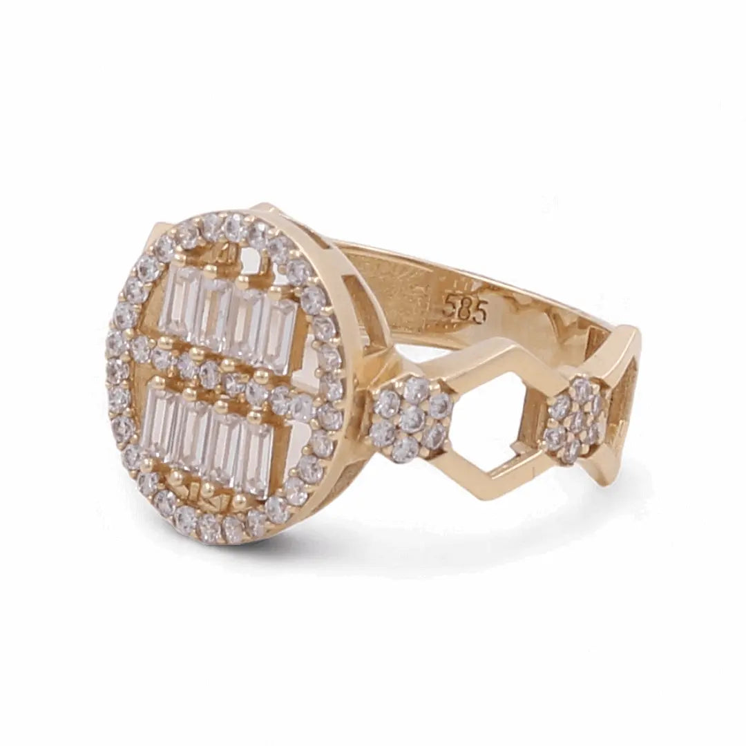 14K Yellow Gold Oval Baguette CZ Statement Ring – view 2