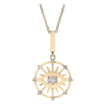 14K Yellow Gold Eye Diamond Necklace with 0.16 Tw Round Diamonds - Miral Jewelry