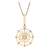 14K Yellow Gold Eye Diamond Necklace with 0.16 Tw Round Diamonds - Miral Jewelry