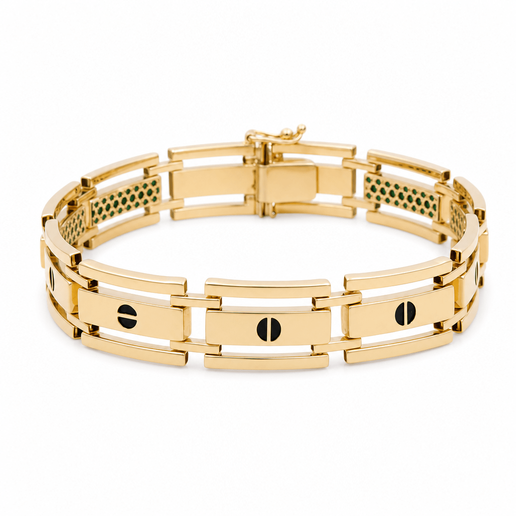 14K Yellow Gold Fancy Link Bracelet - Miral Jewelry