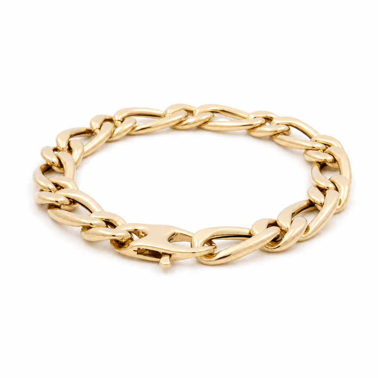 14K Yellow Gold Fancy Link Bracelet - Miral Jewelry