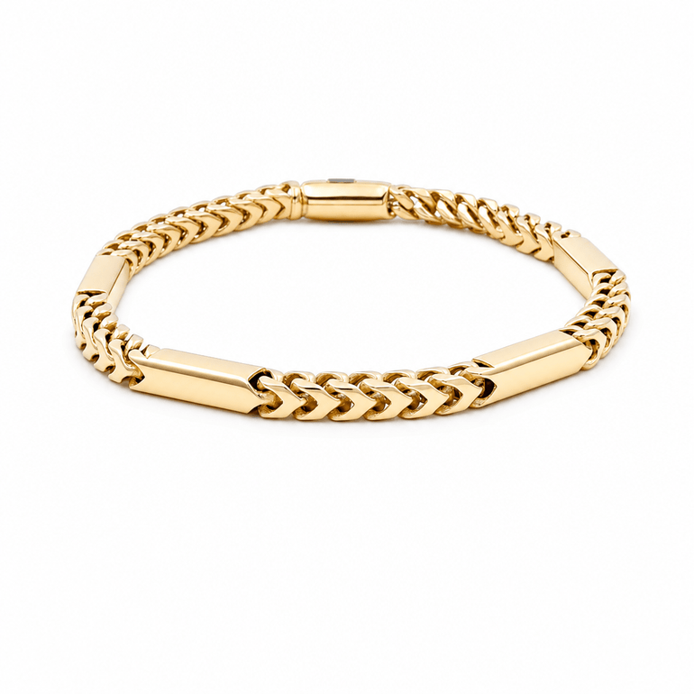 14K Yellow Gold Fancy Link Bracelet - Miral Jewelry