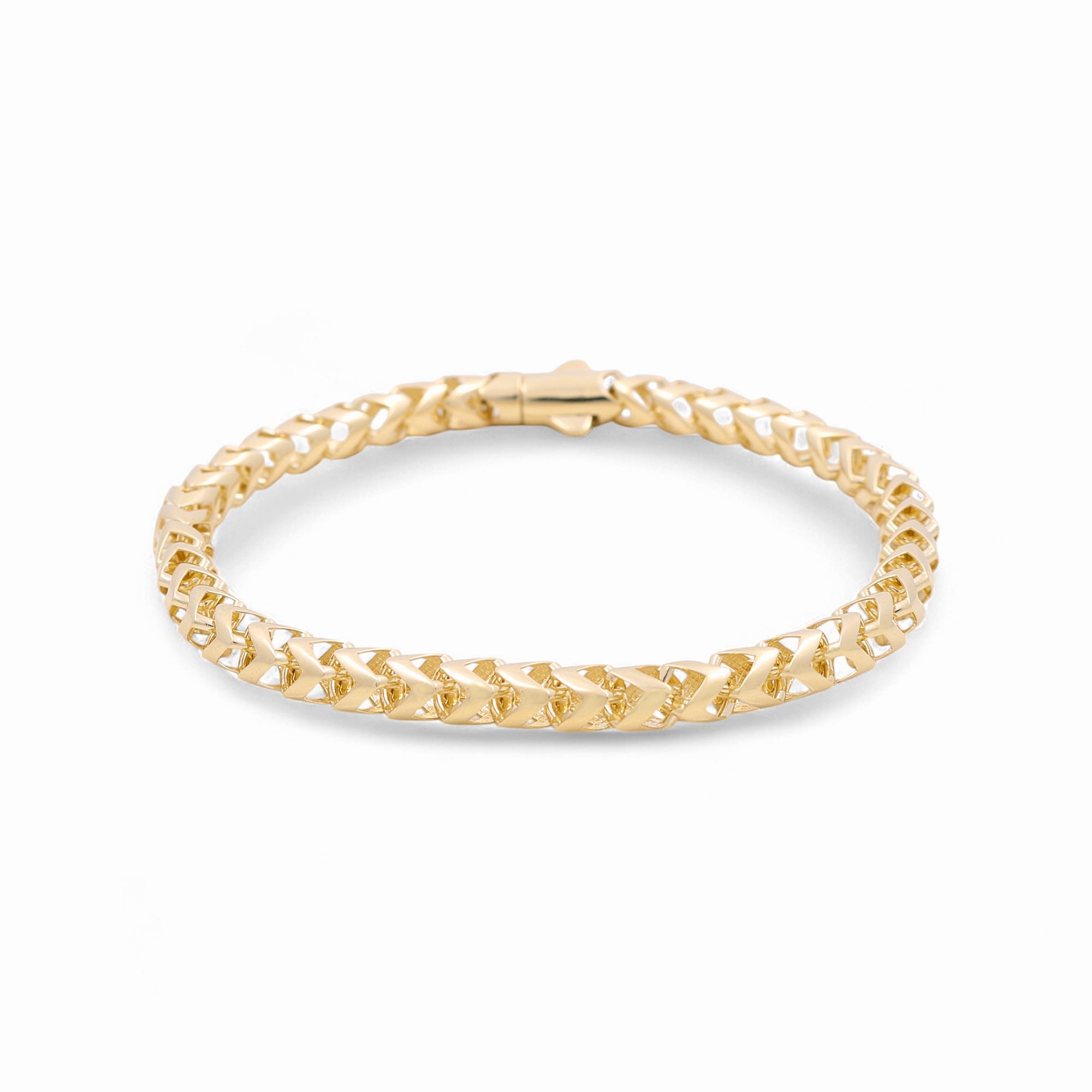 14K Yellow Gold Men's Chevron Link Bracelet 5.5mm, 8.5in