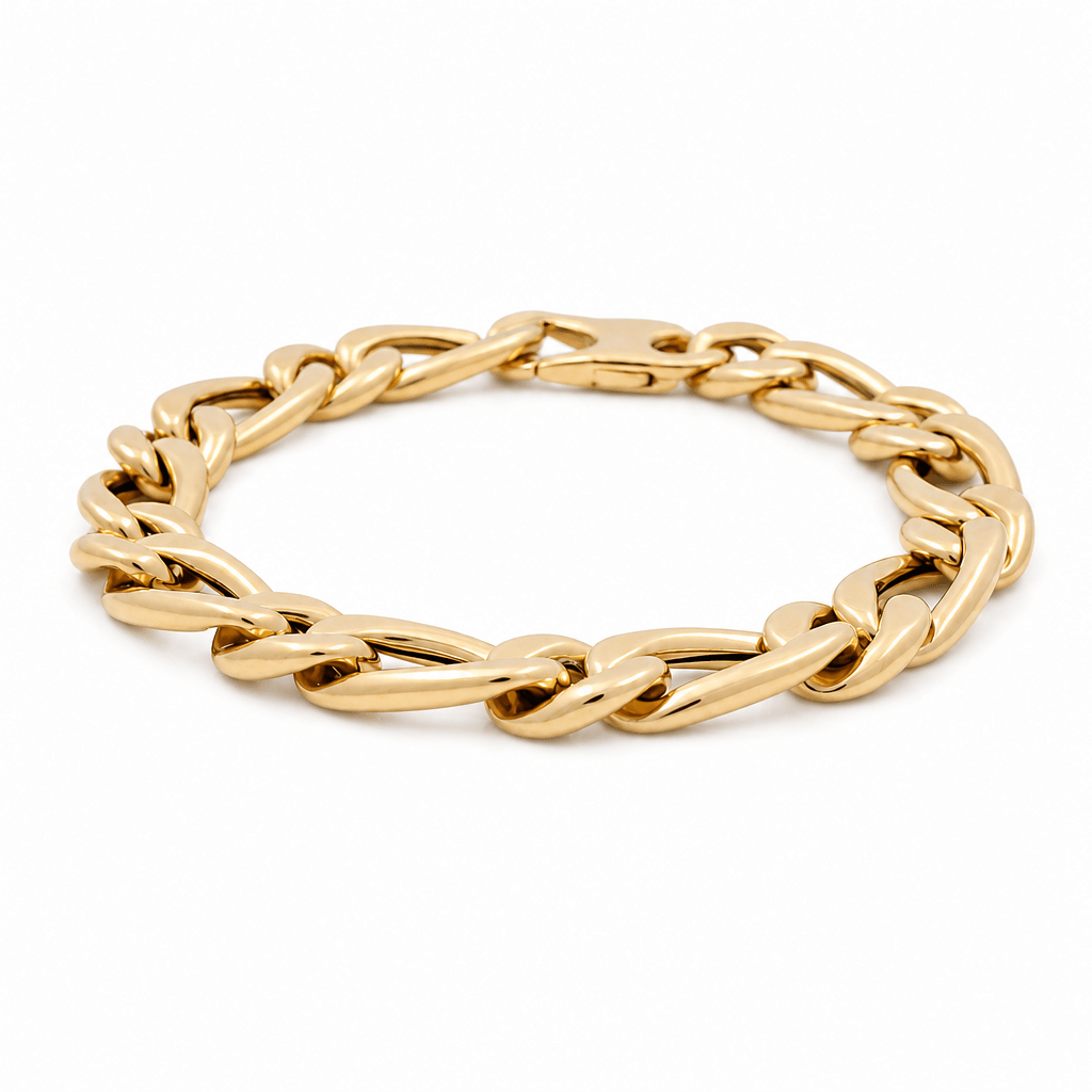 14K Yellow Gold Fancy Link Bracelet - Miral Jewelry