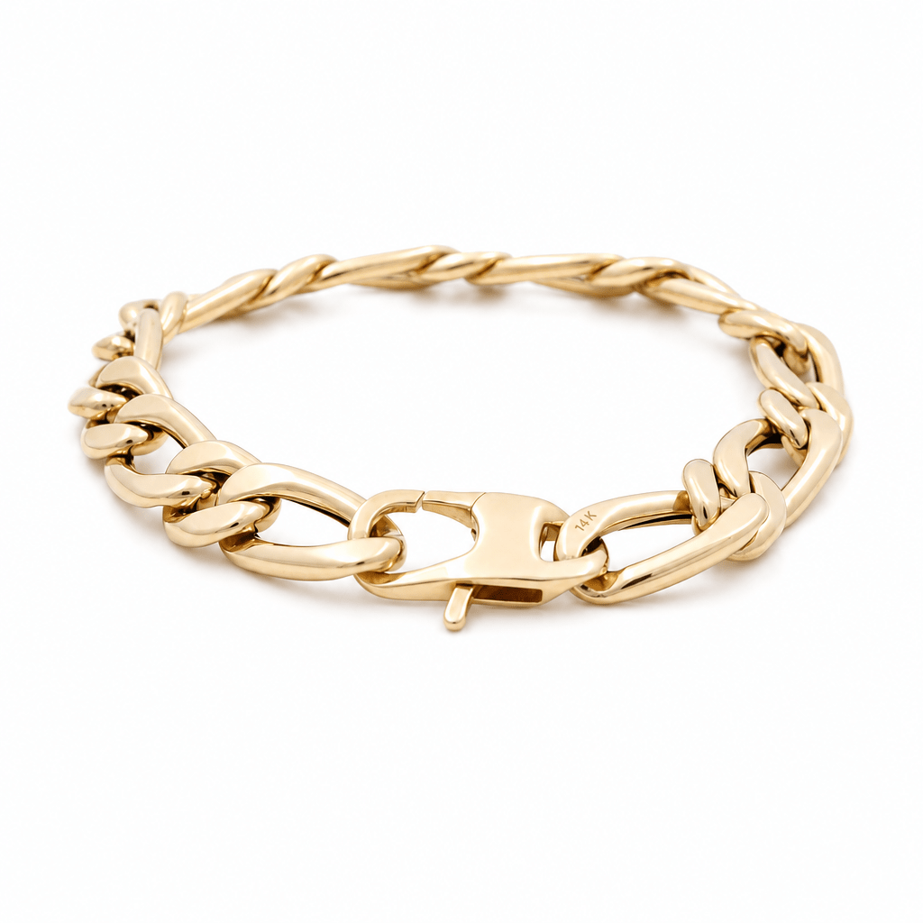 14K Yellow Gold Fancy Link Bracelet - Miral Jewelry