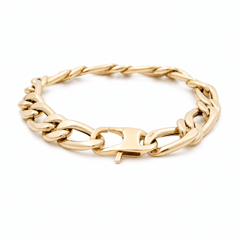 14K Yellow Gold Fancy Link Bracelet - Miral Jewelry