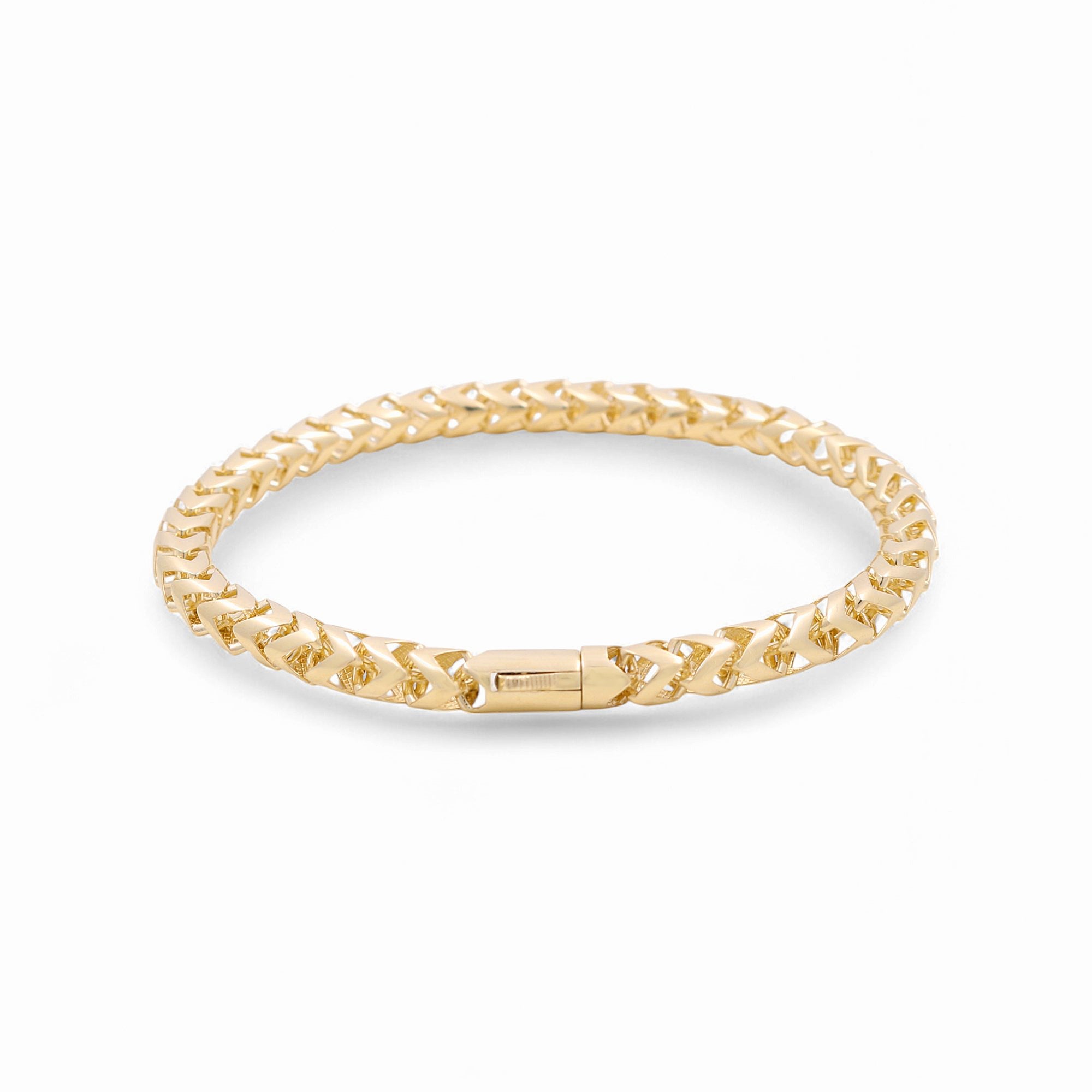 14K Yellow Gold Men's Chevron Link Bracelet 5.5mm, 8.5in – view 2