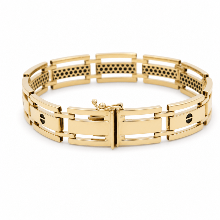 14K Yellow Gold Fancy Link Bracelet - Miral Jewelry