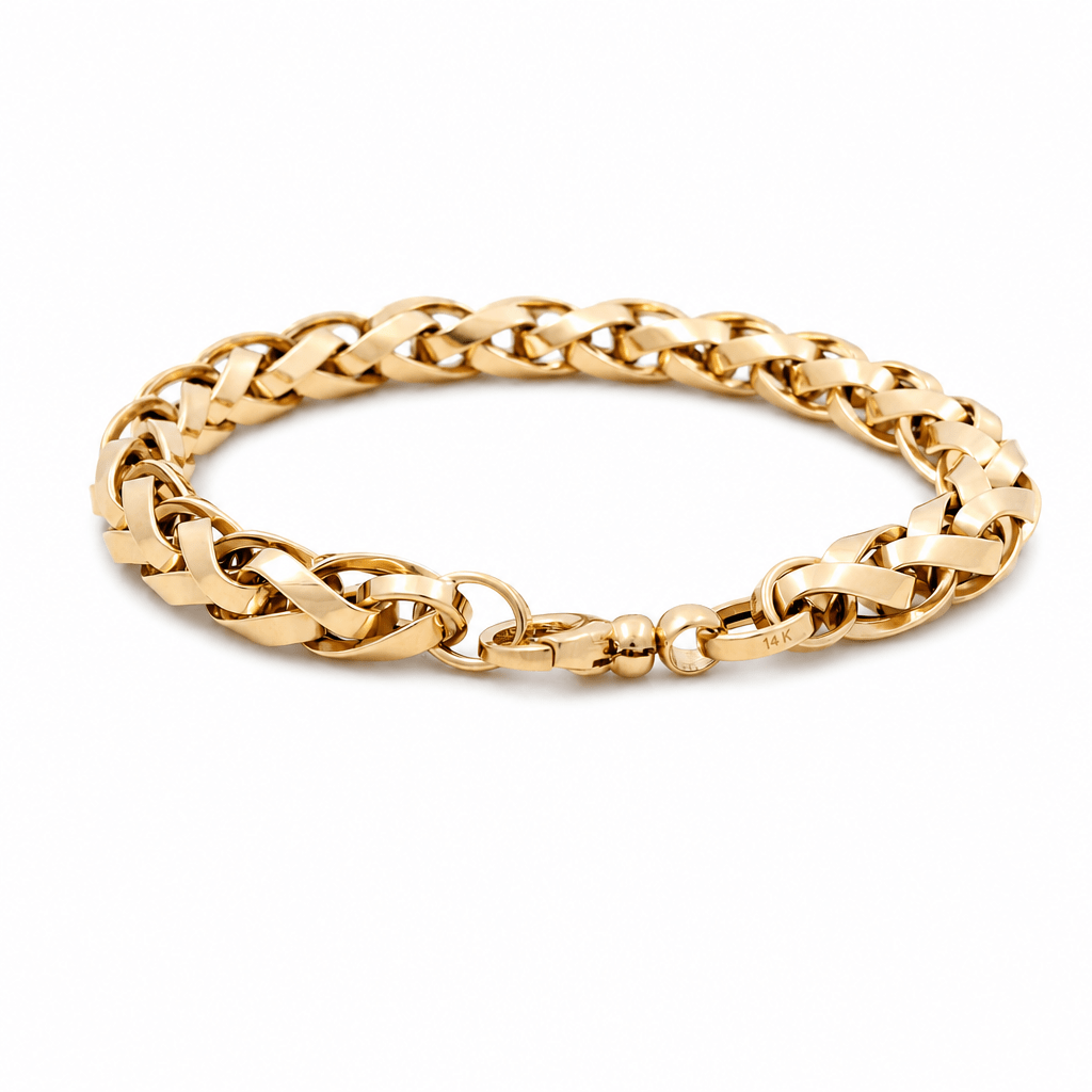 14K Yellow Gold Fancy Link Bracelet Women's - Miral Jewelry