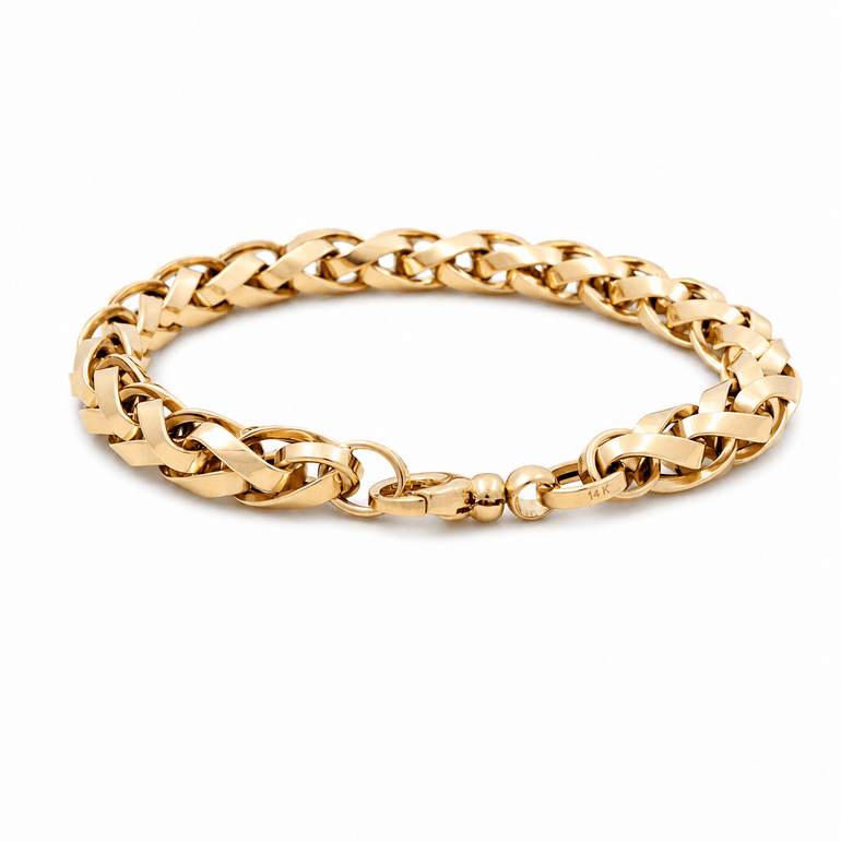 14K Yellow Gold Fancy Link Bracelet Women's - Miral Jewelry