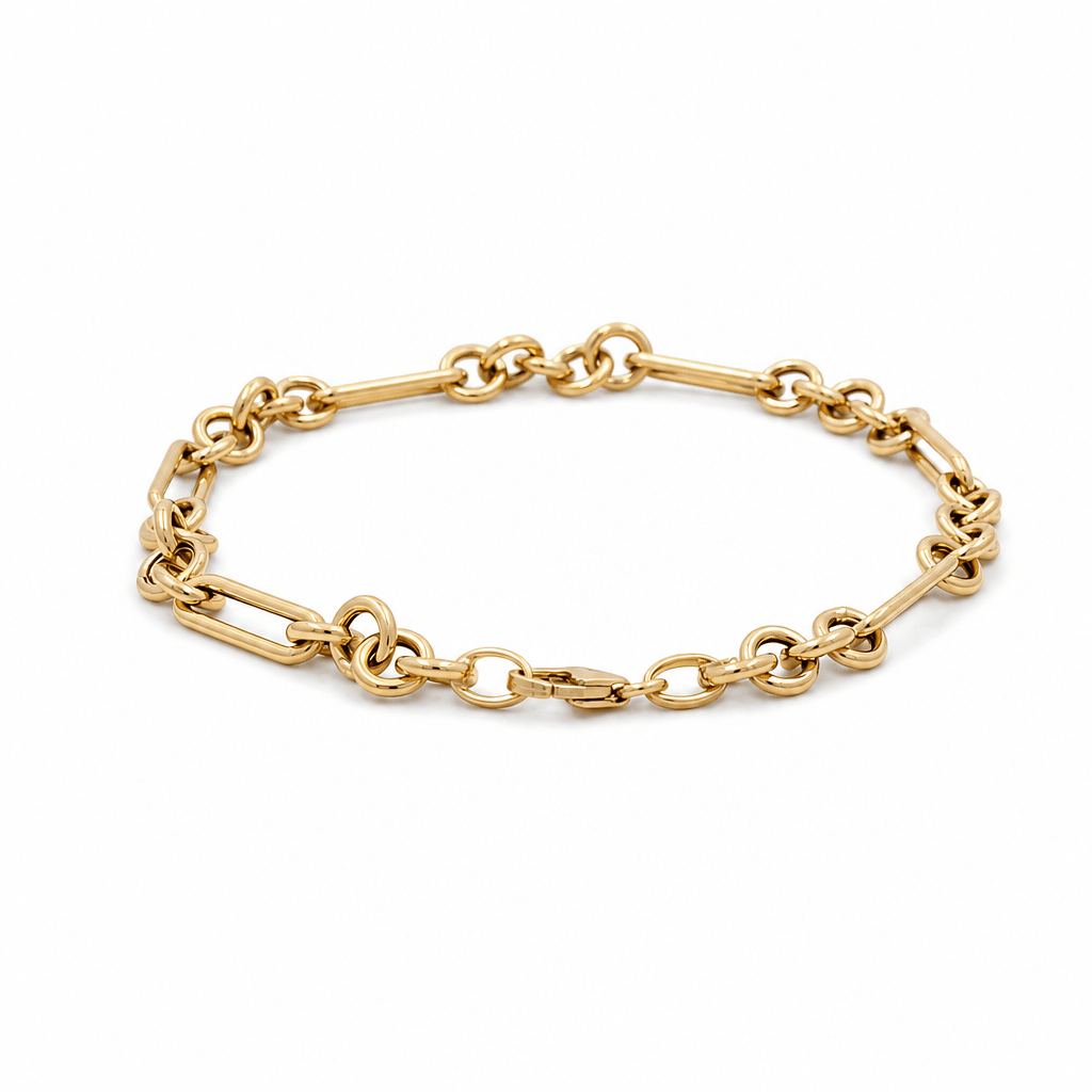 14K Yellow Gold Fancy Link Bracelet Women's - Miral Jewelry