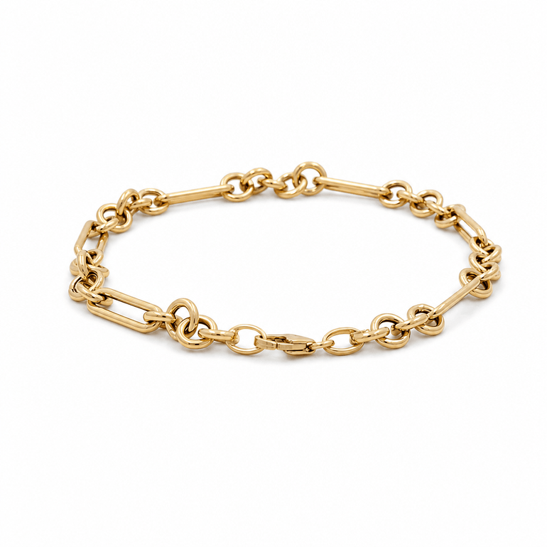 14K Yellow Gold Fancy Link Bracelet Women's - Miral Jewelry