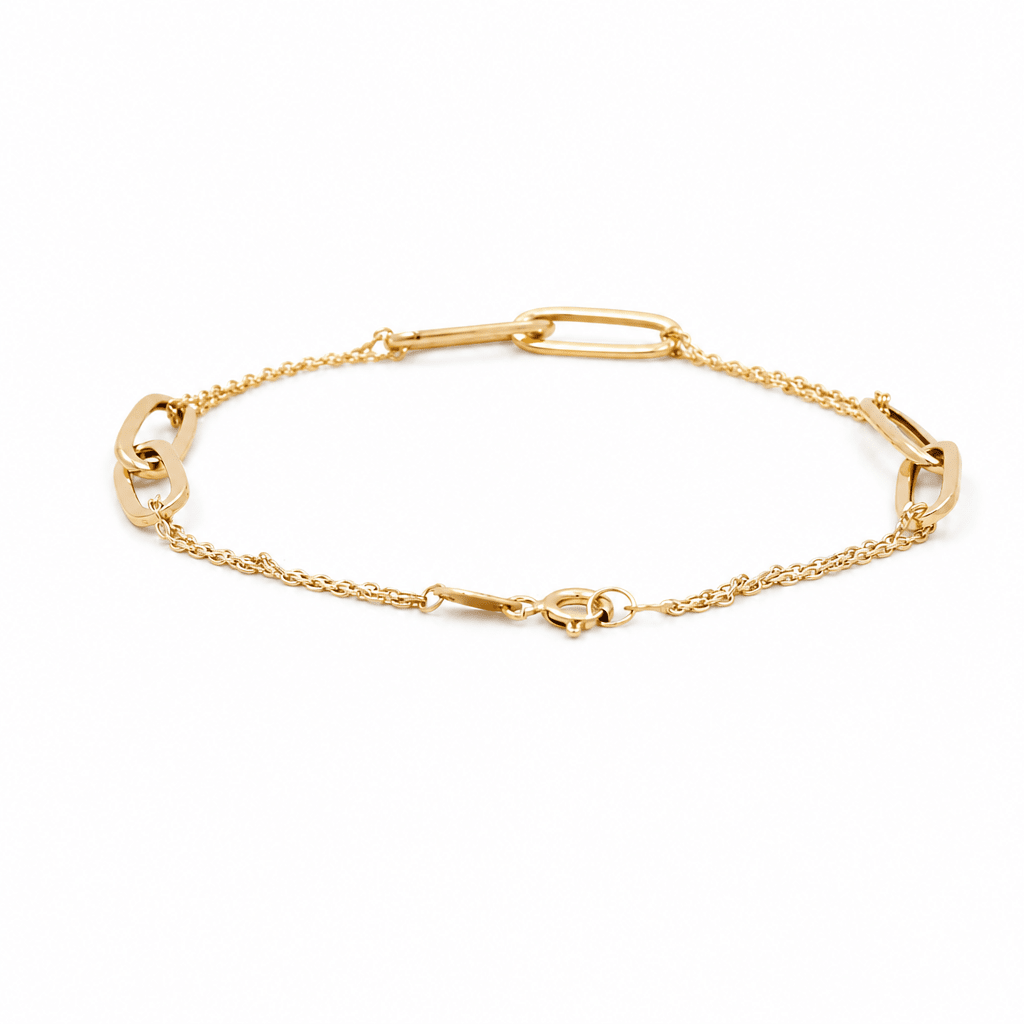 14K Yellow Gold Fancy Link Bracelet Women's - Miral Jewelry