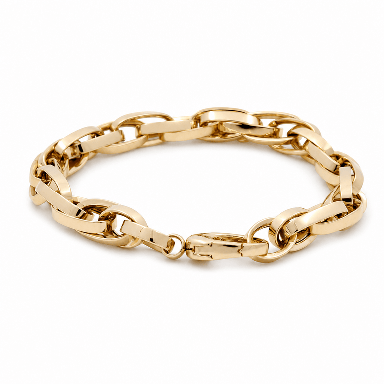 14K Yellow Gold Fancy Link Bracelet Women's - Miral Jewelry