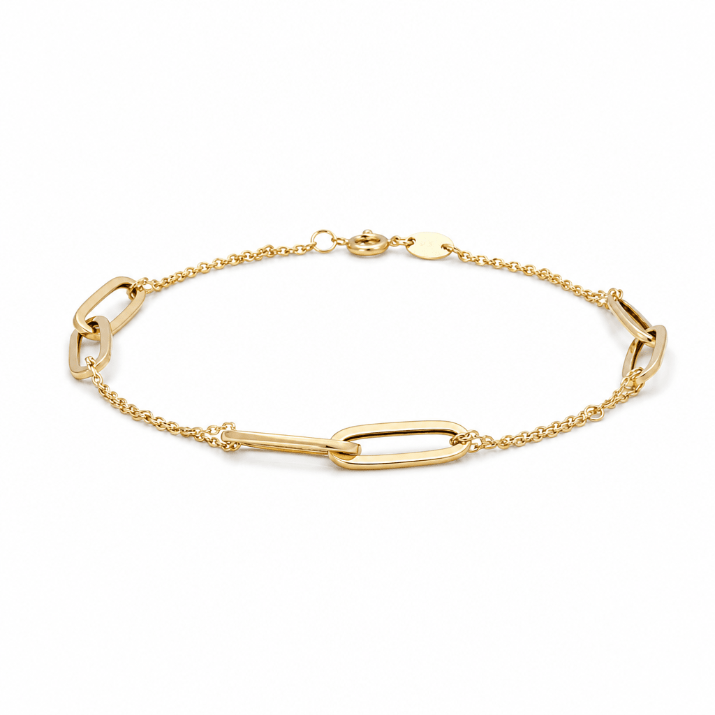 14K Yellow Gold Fancy Link Bracelet Women's - Miral Jewelry