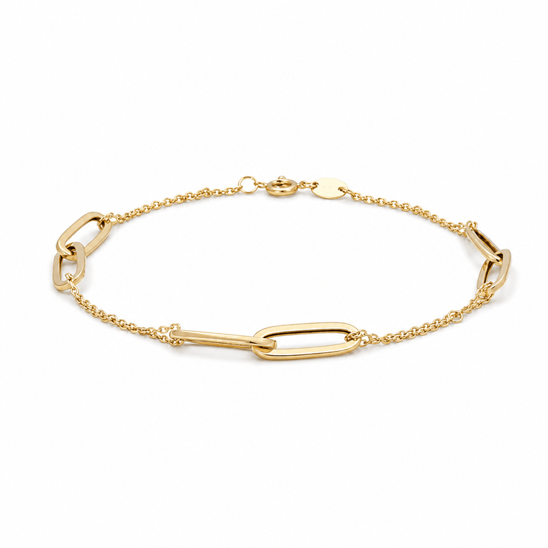 14K Yellow Gold Fancy Link Bracelet Women's - Miral Jewelry