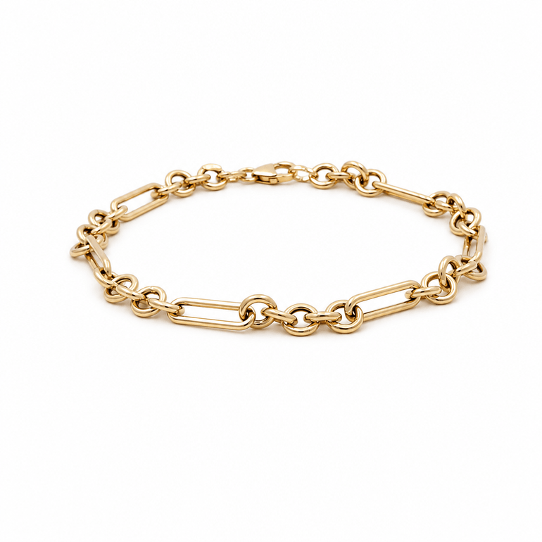 14K Yellow Gold Fancy Link Bracelet Women's - Miral Jewelry