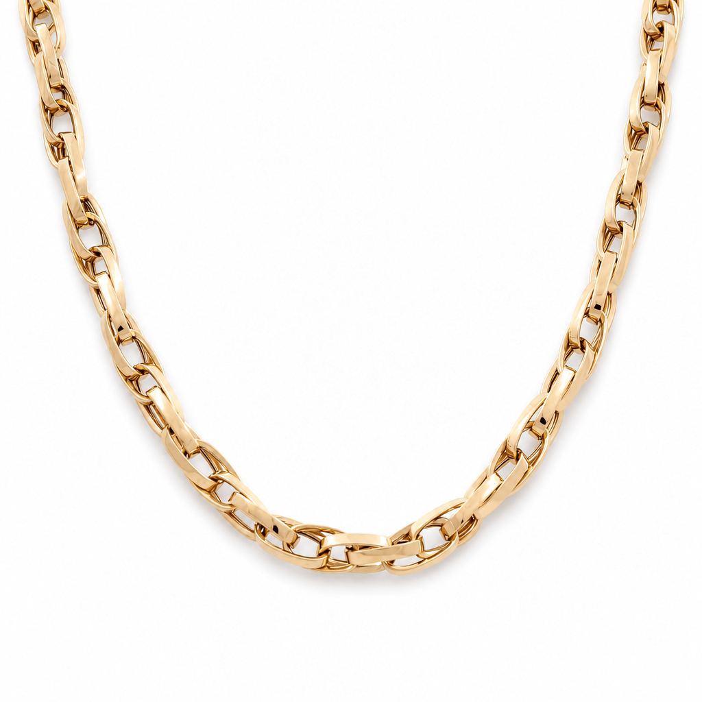 14K Yellow Gold Fancy Link Chain 18" - Miral Jewelry