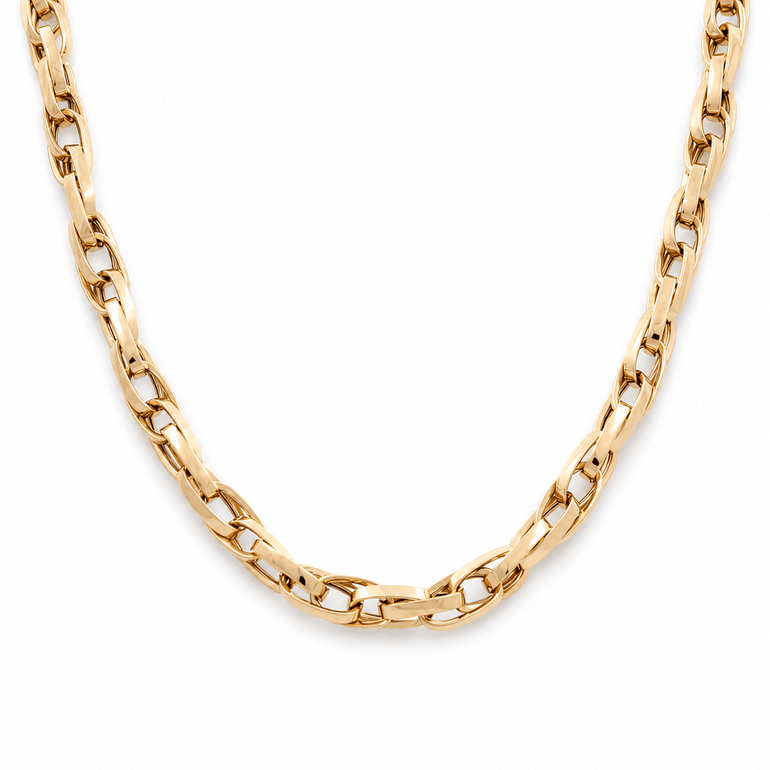 14K Yellow Gold Fancy Link Chain 18" - Miral Jewelry