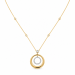 14k Yellow Gold Fancy Link Diamond Necklace 18" with 0.29Tw Round Diamonds - Miral Jewelry