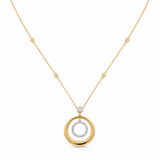 14k Yellow Gold Fancy Link Diamond Necklace 18" with 0.29Tw Round Diamonds - Miral Jewelry