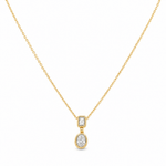14k Yellow Gold Fancy Link Diamond Necklace 18" with 0.32Tw Oval Diamonds and 0.12Tw Emerald Diamonds - Miral Jewelry