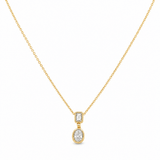 14k Yellow Gold Fancy Link Diamond Necklace 18" with 0.32Tw Oval Diamonds and 0.12Tw Emerald Diamonds - Miral Jewelry
