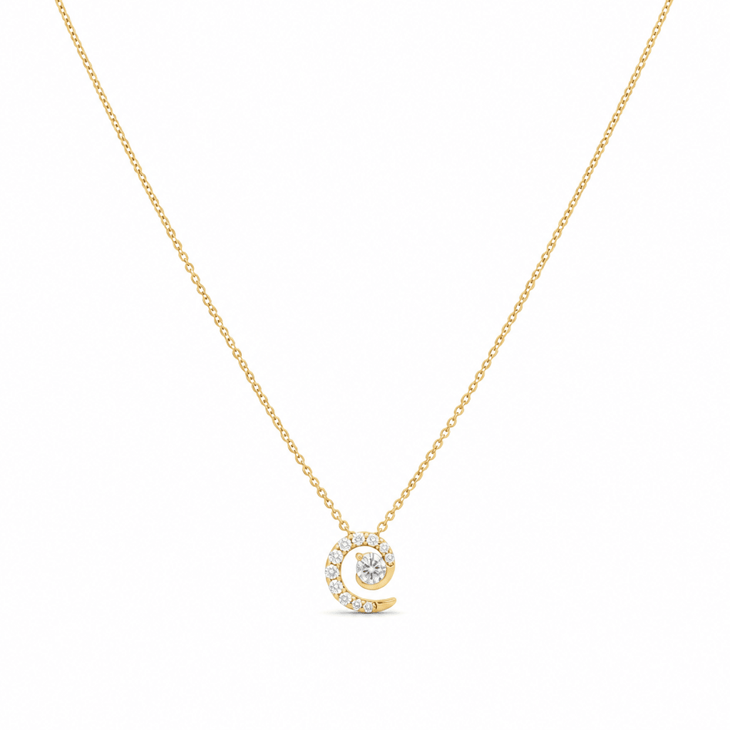 14k Yellow Gold Fancy Link Diamond Necklace 18" with 0.41Tw Round Diamonds - Miral Jewelry