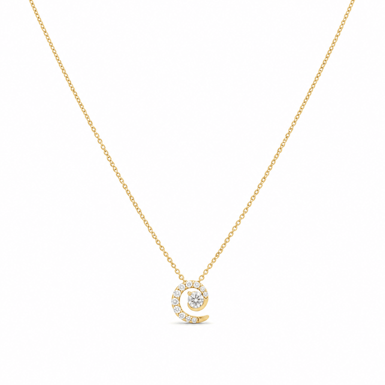14k Yellow Gold Fancy Link Diamond Necklace 18" with 0.41Tw Round Diamonds - Miral Jewelry