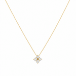 14k Yellow Gold Fancy Link Diamond Necklace 18" with 0.49Tw Round Diamonds - Miral Jewelry