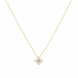 14k Yellow Gold Fancy Link Diamond Necklace 18" with 0.49Tw Round Diamonds - Miral Jewelry