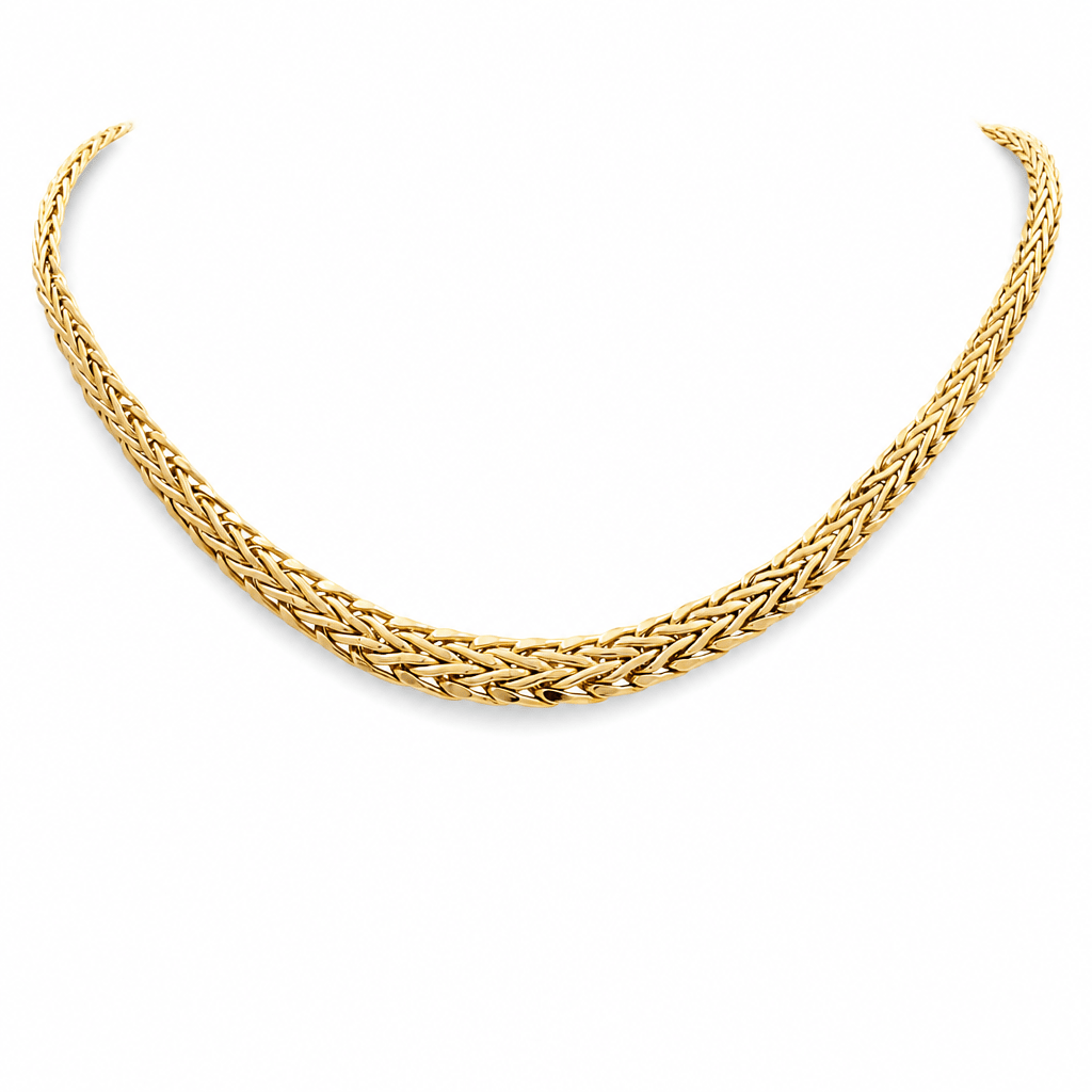 14k Yellow Gold Fancy Link Necklace 17" - Miral Jewelry