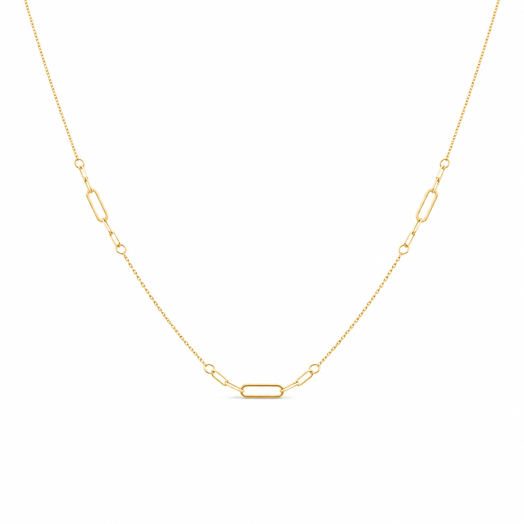14k Yellow Gold Fancy Link Necklace 17.5" - Miral Jewelry