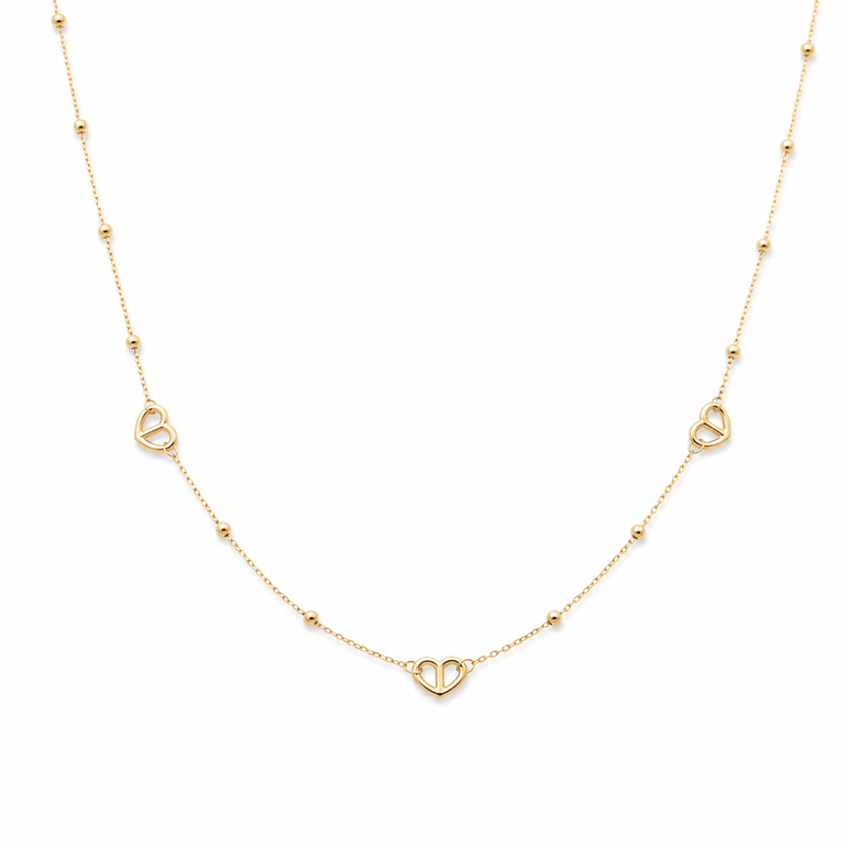14k Yellow Gold Fancy Link Necklace 18" - Miral Jewelry