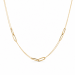 14k Yellow Gold Fancy Link Necklace 18" - Miral Jewelry