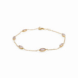 14K Yellow Gold Fancy Link with Cz Women's Bracelet - Miral Jewelry