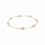 14K Yellow Gold Fancy Link with Cz Women's Bracelet - Miral Jewelry