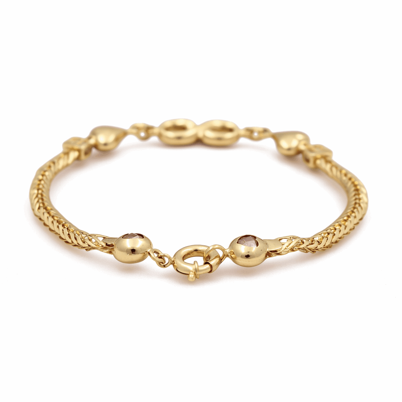 14K Yellow Gold Infinity & Hearts Bracelet 7.5in, 6.1 g – view 2