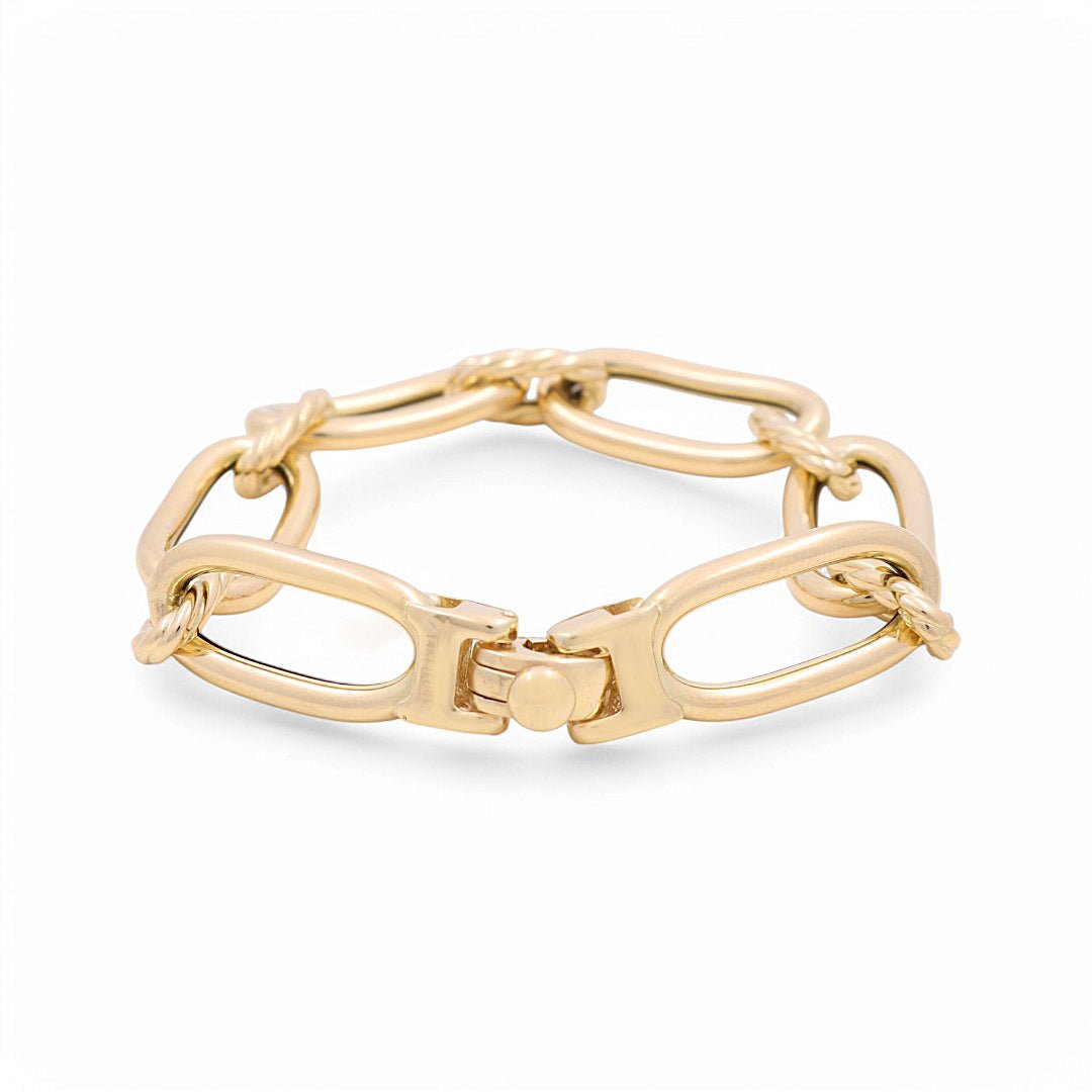 14K Yellow Gold Fancy Link Women's Bracelet - Miral Jewelry
