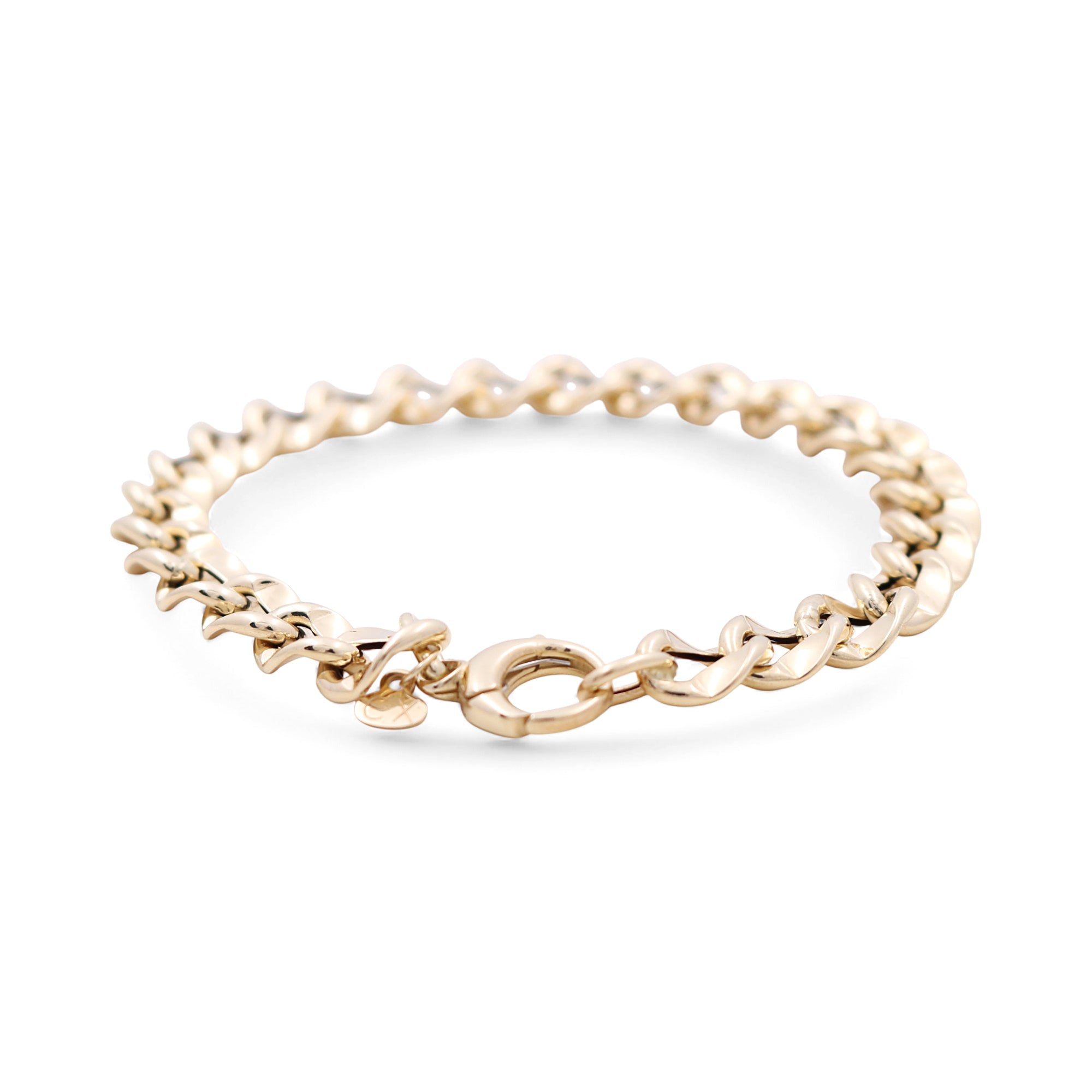 14K Yellow Gold Twisted Curb Link Bracelet 7.5in, 5.3 g – view 2